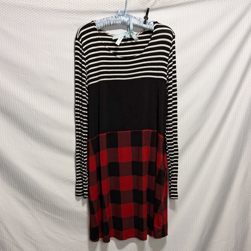 Honeyme Black and White Striped Dress
